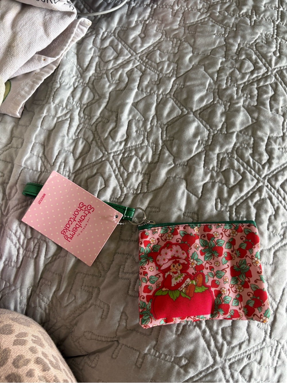 Strawberry Shortcake Zip Coin Pouch - Pink & Red with Green Accent